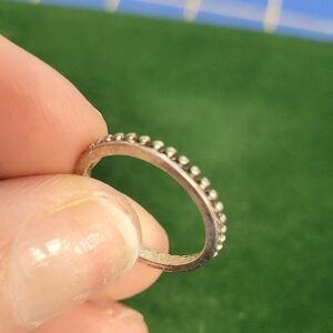 Silver Tone Beaded Size 6.5 Ring